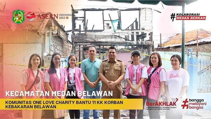 kecamatan medan belawan, komunitas one love charity bantu 11 kk korban kebakaran belawan